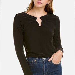 BCBGeneration Women's Keyhole Long Sleeve Top NWT Black size M